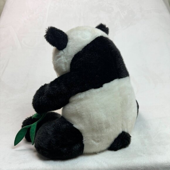 FAO Schwarz Toy Panda Eating Bamboo Medium Plush Stuffed Bear Black & White 14" - Picture 9 of 13